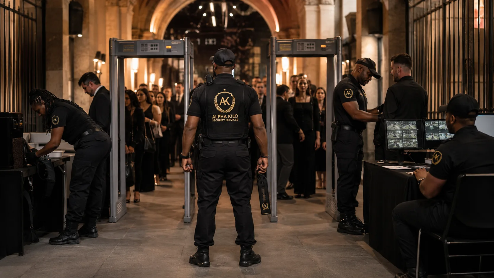 Security personnel at event screening points